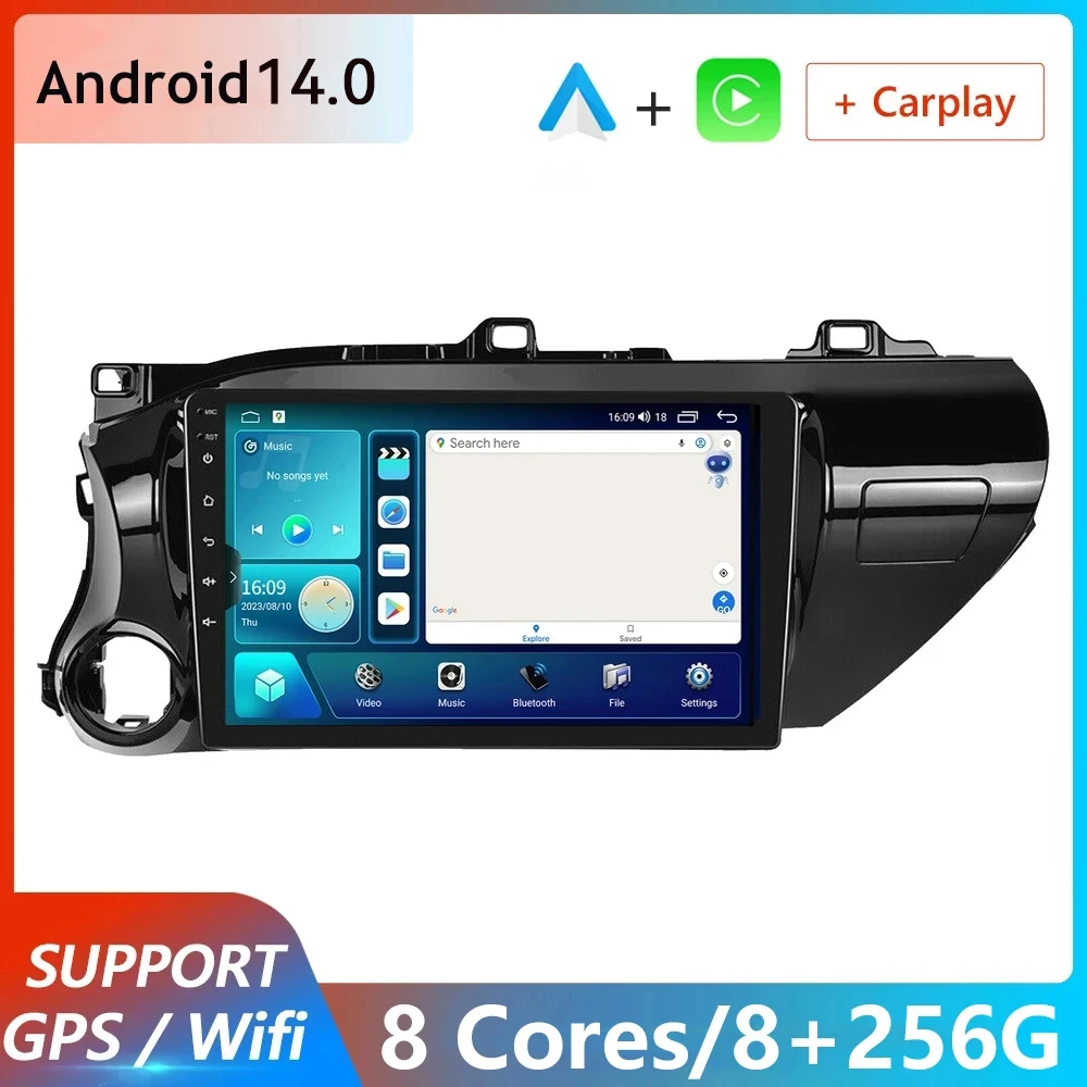 

Wireless CarPlay Radio For Toyota Hilux Pick Up AN120 2015-2019 2020 Android 14 Car Multimedia Player 2din Head Unit Stereo GPS