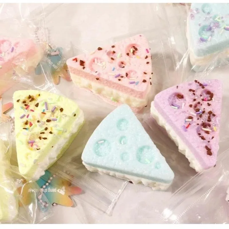 Simulation Cheese Squishy Toy Cute Slow Rebound Pinch Stress Relief Anti Anxiety Cake Squeeze Sensory Party Gift Adults Friends