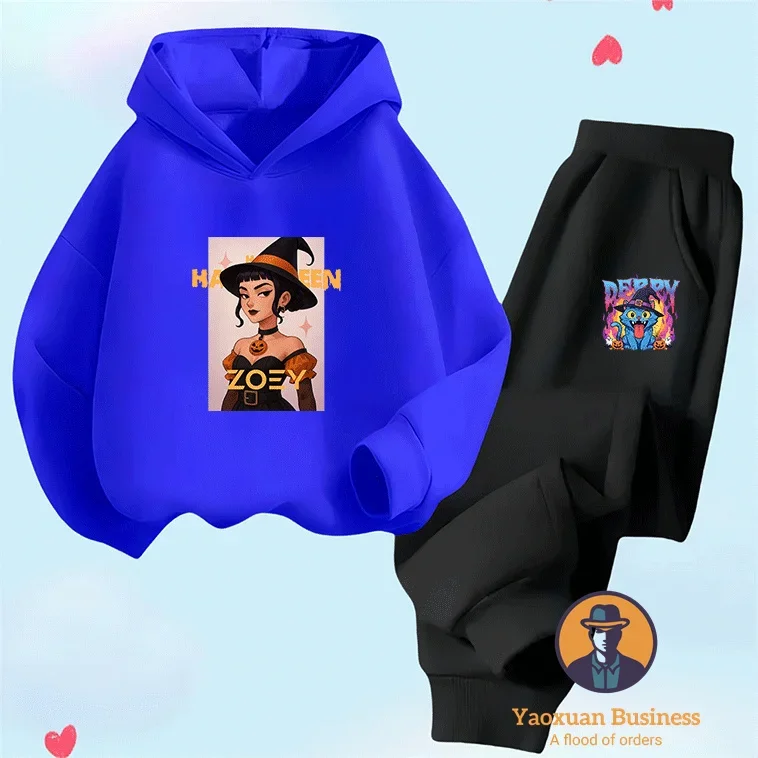 

Hot Sale 2025 KPop Demon Hunters Children Girls Boys Hoodie Set Cute Printed Cartoon Warm Windproof Autumn Winter Fashion