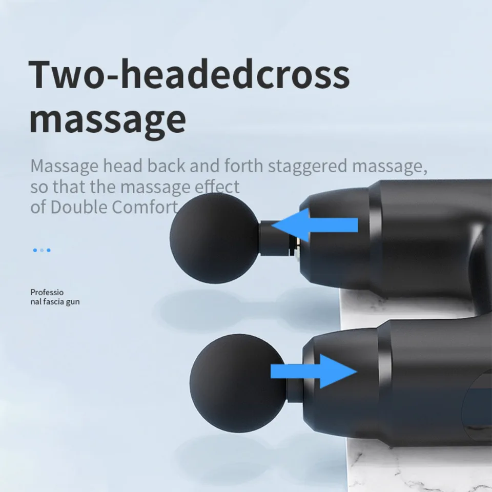 Professional Supplier Handheld Percussion Massage Device Electric Hand Held Best Deep Muscle Double Head Fascia Gun