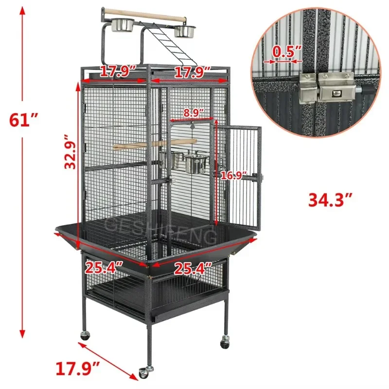 Chinese manufacturers Wrought Iron Large Flight Bird canary Cage Removable Large Bird Cage