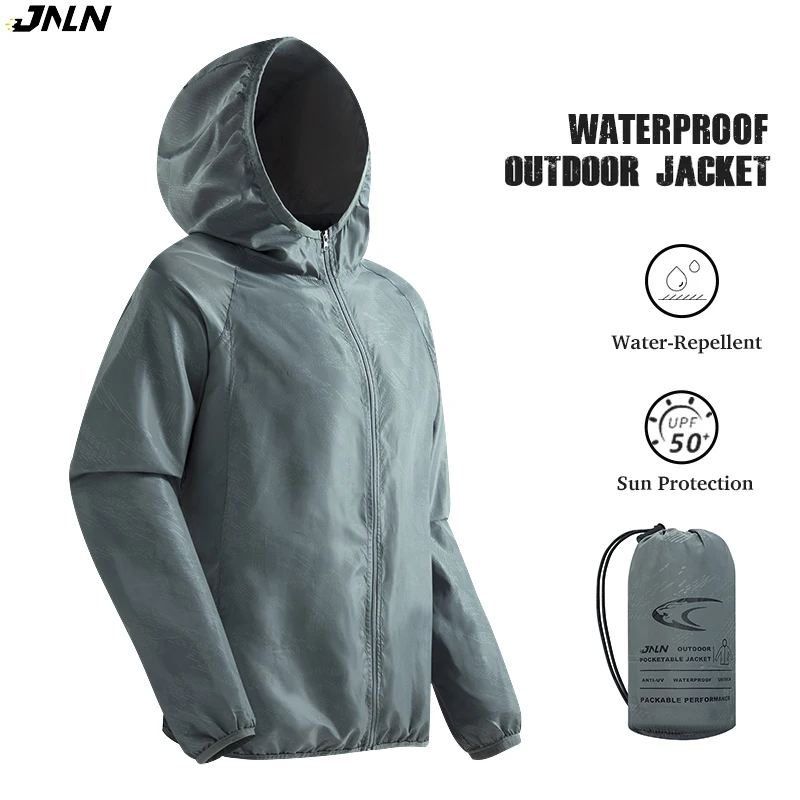 JNLN Herren Damen Wasserdichte Wanderjacke, schnell trocknend, Sonnenschutz, Windjacke, Unisex, Camping, Klettern, Outdoor-Sport, Regenmantel