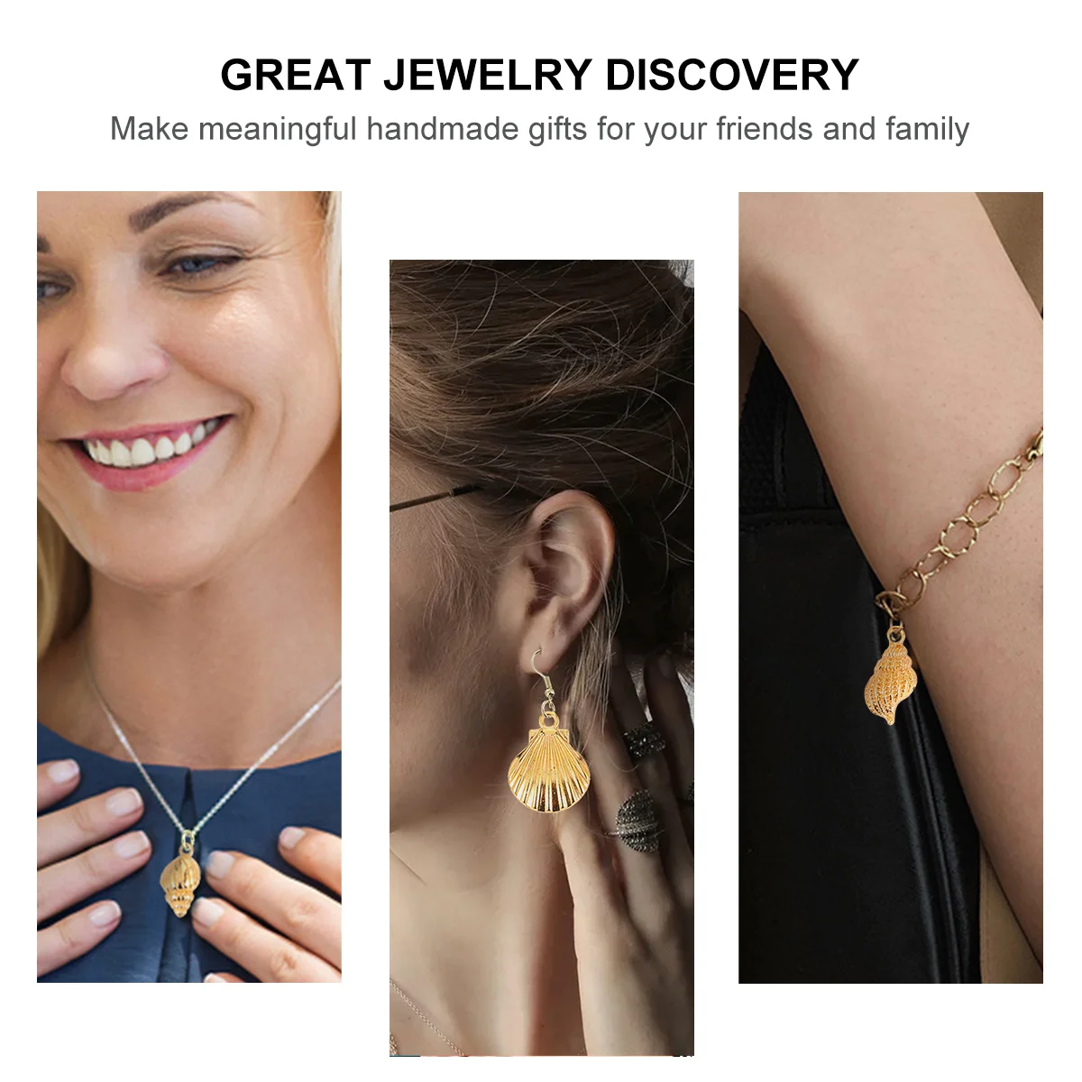 

83pcs Golden Pendant Hanging Decoration Unique Design Durable Jewelry Making Craft Accessory Seashell Charm For Necklace