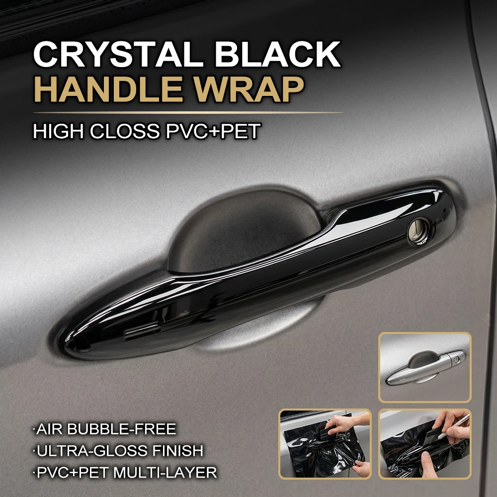 

Crystal Black PVC Decorative Protective Film for Car Door Handles Glossy Car Door Handles Vinyl Wrapping Color Modification Film