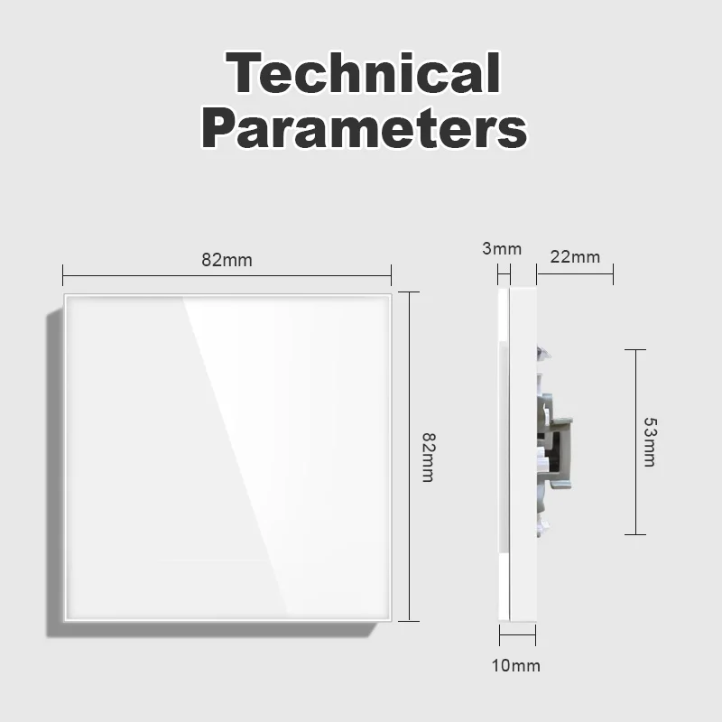 blank cover plate with installation iron plate 82mm*82mm black and white gold gray tempered glass switch socket panel white boar