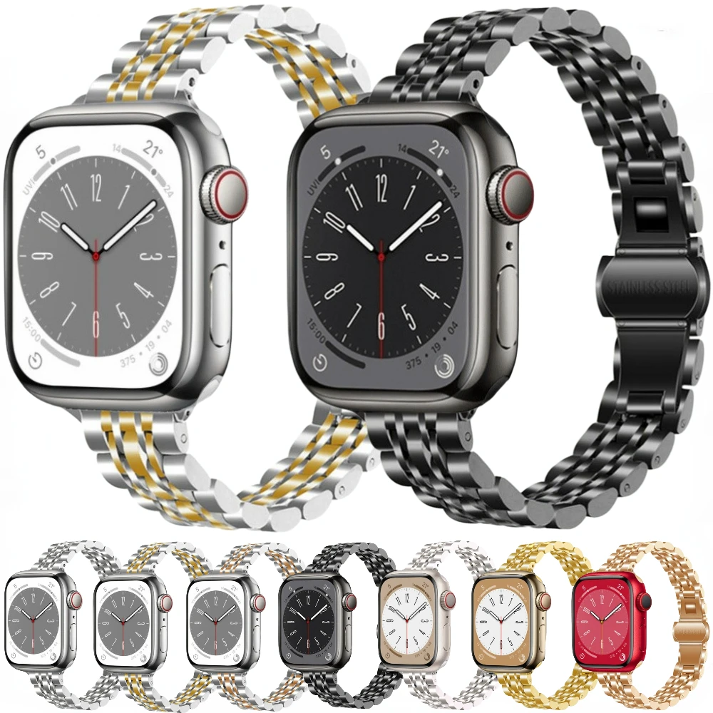 

Metal Strap for Apple Watch series 44mm 40mm 45mm 41mm 46mm 42mm 38mm 49mm Women's Bracelet iWatch Ultra 10 9 8 7 6 5 4 SE Band