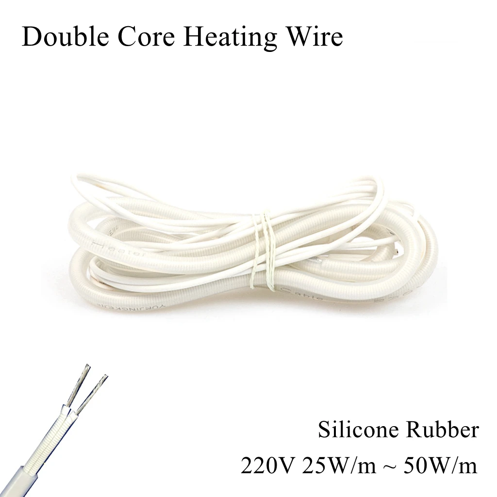 10m/lot Silicone Rubber Alloy Copper Heating Wire Cable Infrared Warm Dry Freeze Frost Water Fire Pipe Underfloor Floor Sewer