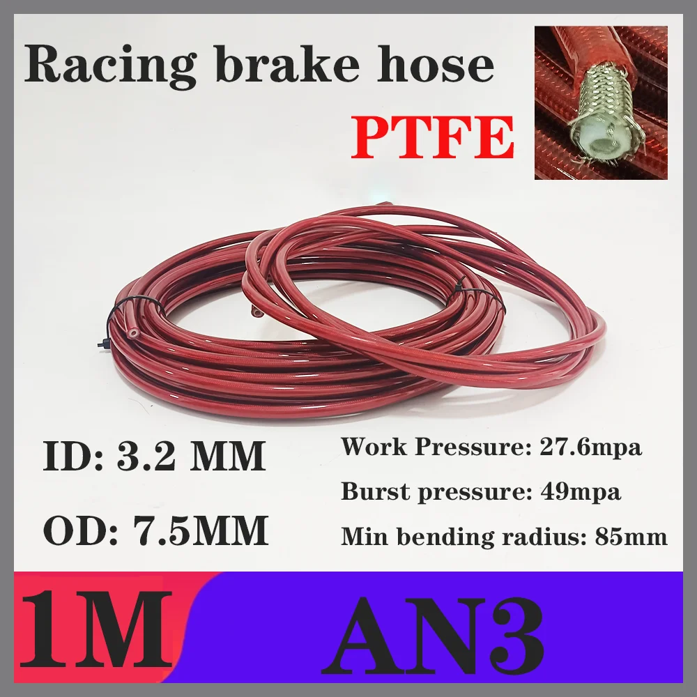 

AN3 1M Motorcycle Braided PU Stainless Steel PTFE Brake Pipe Line Hose Brake Line Gas Oil Fuel Tube Pipe Racing Brake Hose