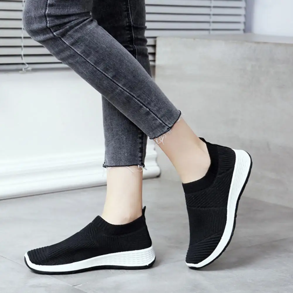 

Fashion Casual Shoes Sneakers For Women 2024 New Solid Color Vulcanize Sneakers Women Slip On Sock Ladies Flat Shoes Shoes Women