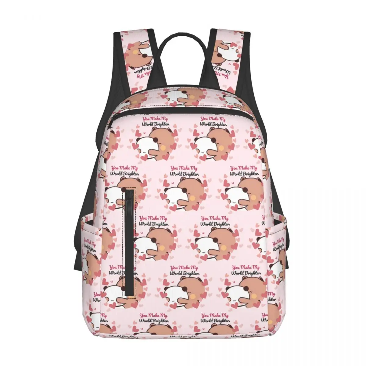 Panda Bear And Brownie True Love Happy Birthday BUBU DUDU Backpack Daypack Large Capacity  BookBag School Bag Shoulder Bags