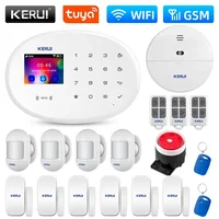 KERUI protección de seguridad para el hogar WIFI GSM sistema de alarma Kit W202 Tuya soporte inteligente Alexa con Sensor de apertura de puerta Detector de movimiento