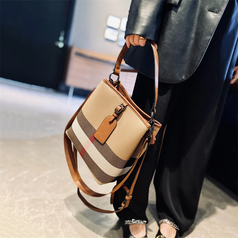 Echt leder Mode Plaid Handtaschen für Frauen neue Damen Gitter Luxus Umhängetasche weibliche Marke Designer Trends Handba