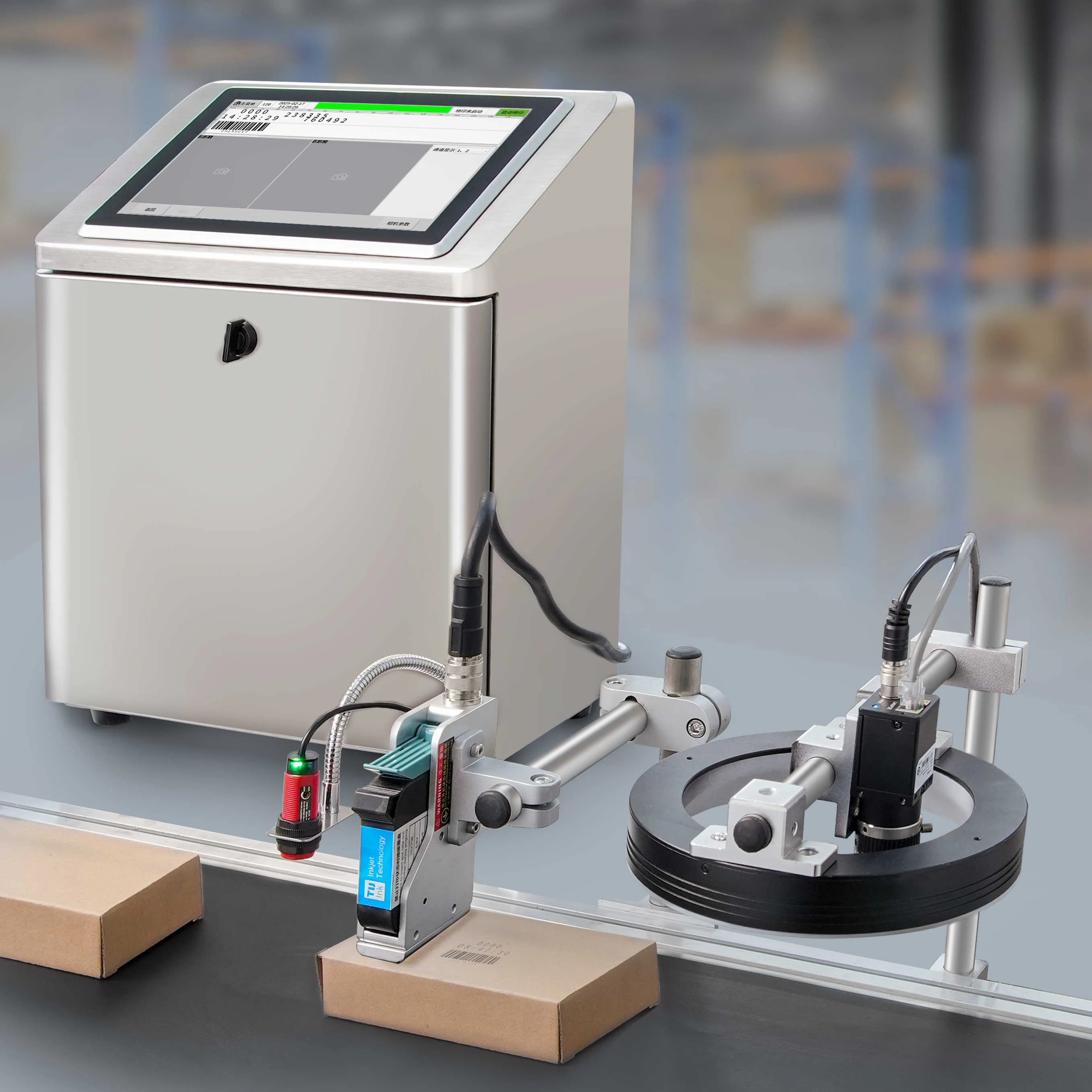 New High Speed Docod T2000V Thermal Inkjet Printer High-efficiency TIJ Date Coding Batch Printing Machine with Visual Inspection