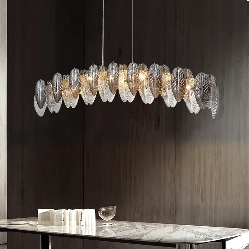 Light luxury chandelier living room room master bedroom romantic creative feather art glass