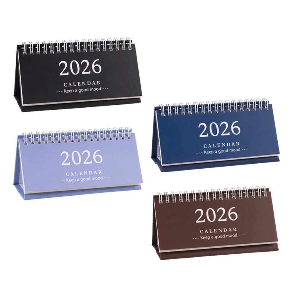 

4Pcs 2026 Table Calendar Mini English Standing Desk Planner for Students Teachers Professionals Monthly Organizer Functional