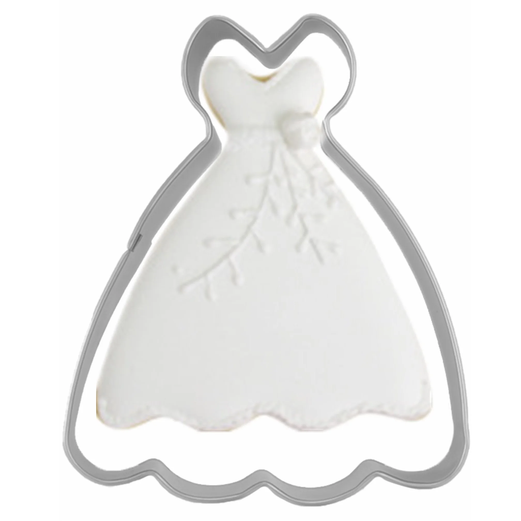 1 pc of 11 cm Large Size Stainless Steel Strapless Princess Dress Shaped Cookie Cutter Wedding Dress Fondant Cutter