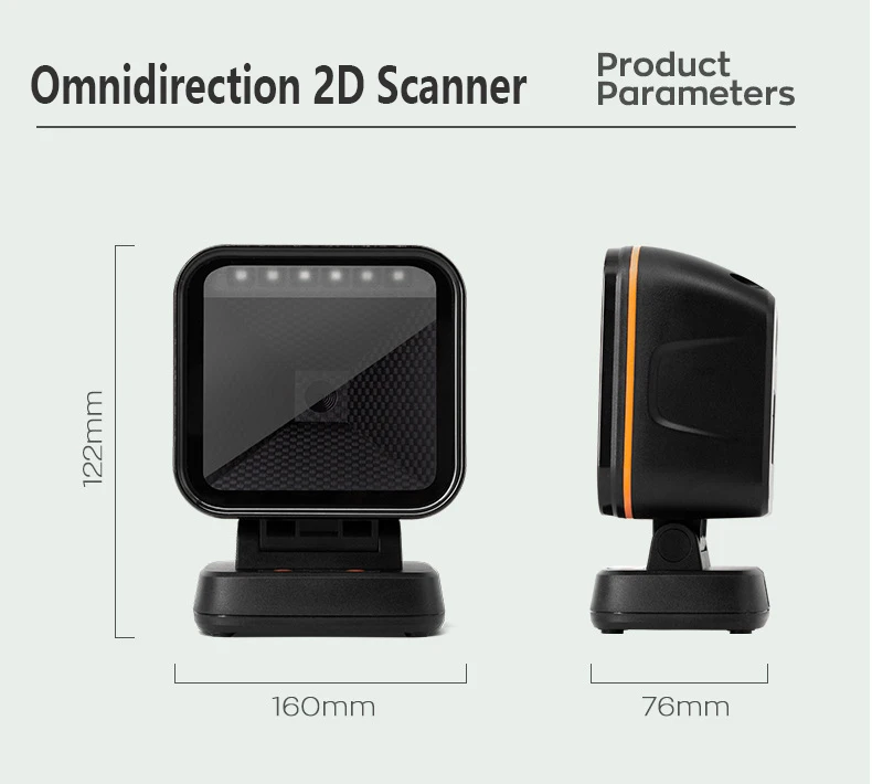 Evawgib 2d Desktop Barcodescanner Omnidirectionele Handsfree Bedrade Usb Grote Barcodelezer 1d Qr Scherm Barcodes Scannen