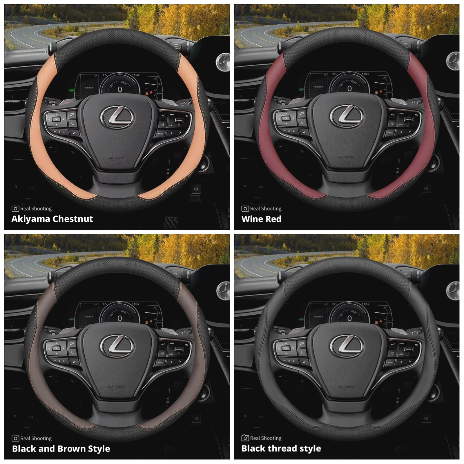 Dual Color Leather Steering Wheel Cover for Lexus Is Es NX Rx Lbx Es300h Es350h Rx350 Rx500h Nx350h Nx450h Interior Accessories