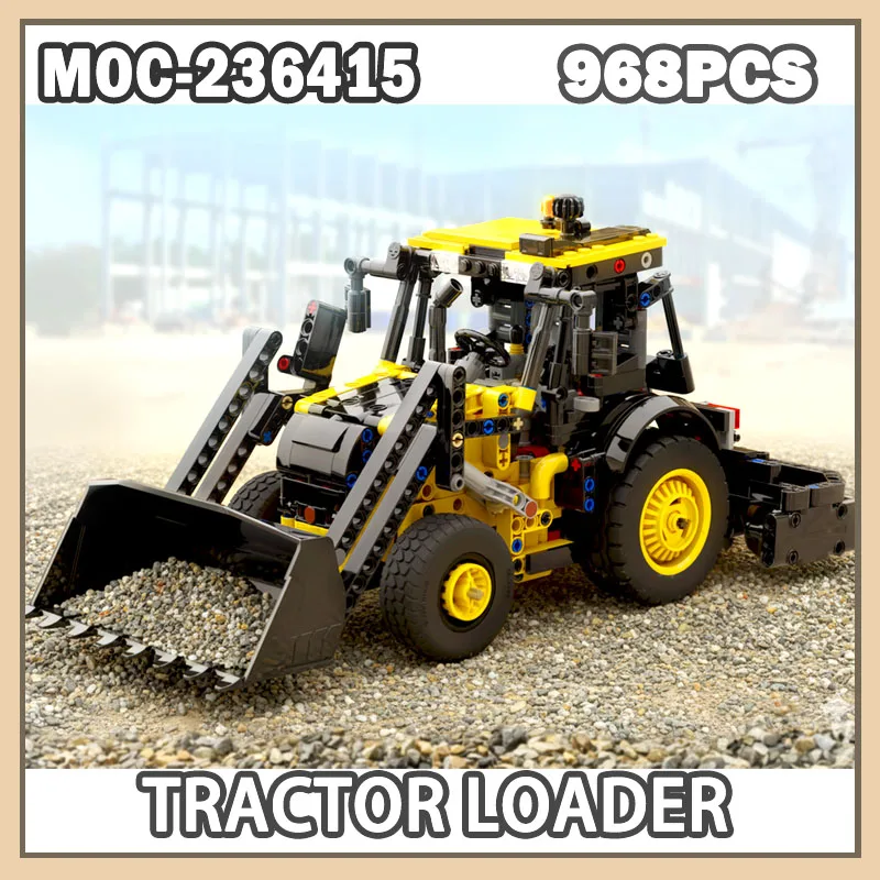 

MOC-236415 Engineering Series Building Block Tractor Loader Model Brick Particle Set Creative Toys Gifts Excavator Bricks 968pcs