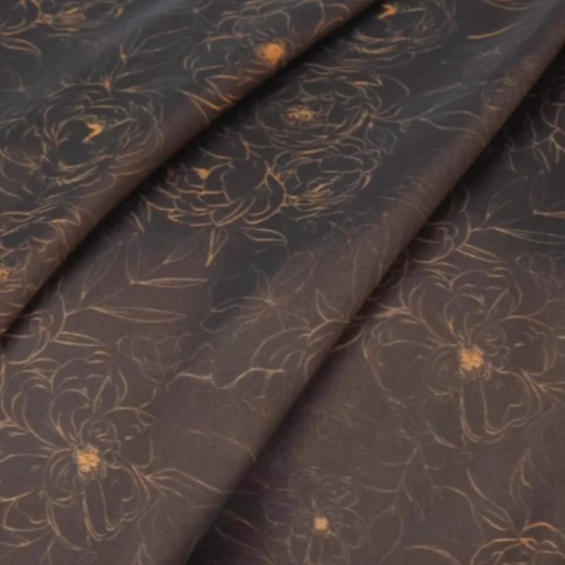 

Шелковистая ткань Yunsha Cheongsam, коричневая, ручная роспись, цветочный непрозрачный традиционный китайский материал для платья, сделай сам