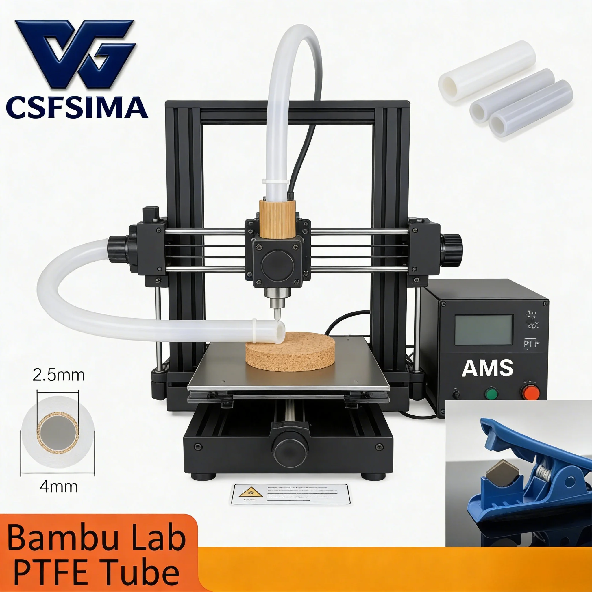 

PTFE Feeding Tube 2.5x4mm for Bambu Lab P1P A1 Mini AMS, Low Friction Remote Feed Conduit 3D Printer Accessories