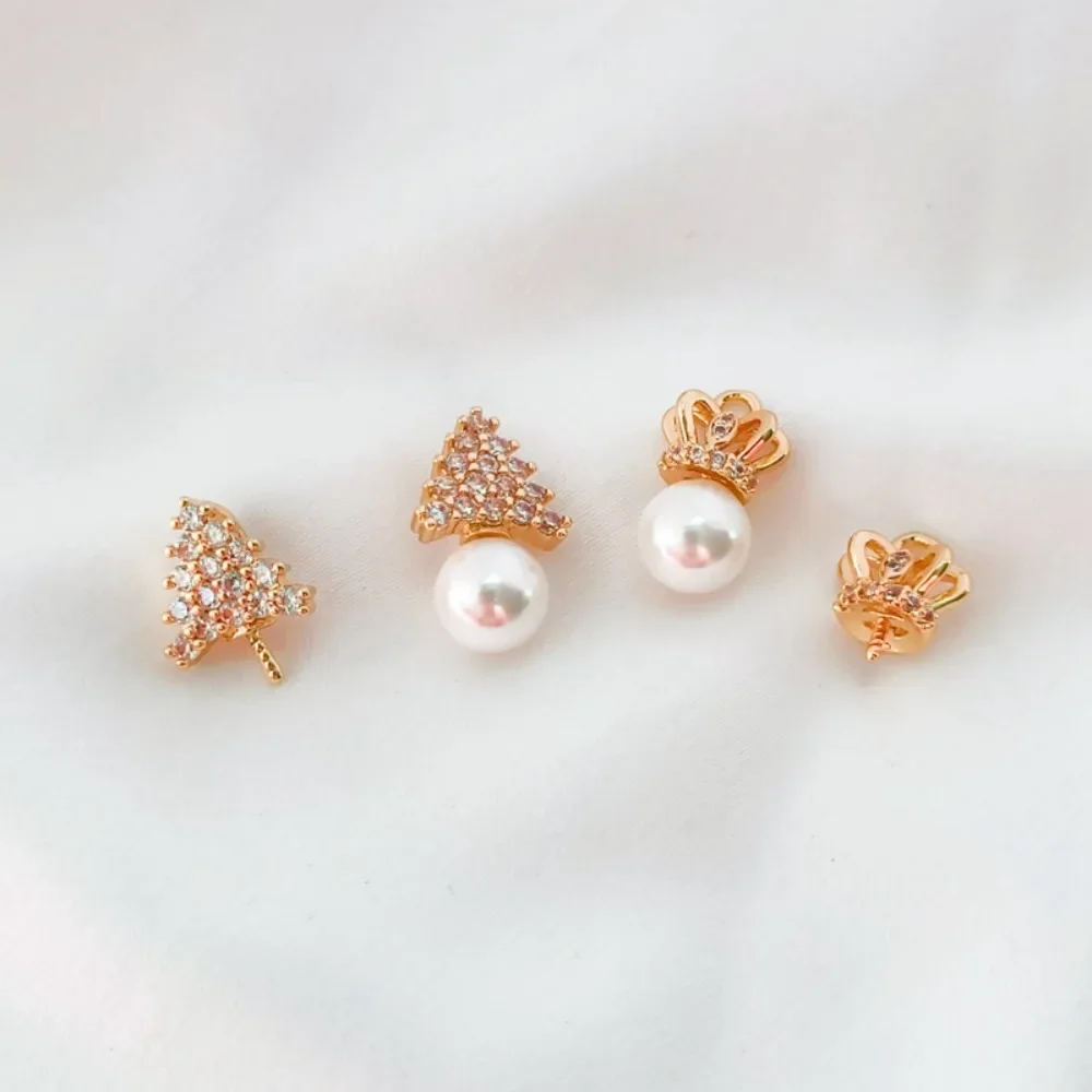 

Аксессуары Позолоченная цирконовая корона 14 карат, рождественская елка, пустая крышка подставки, подвесная подставка, подвесная головка, серьги ручной работы своими руками