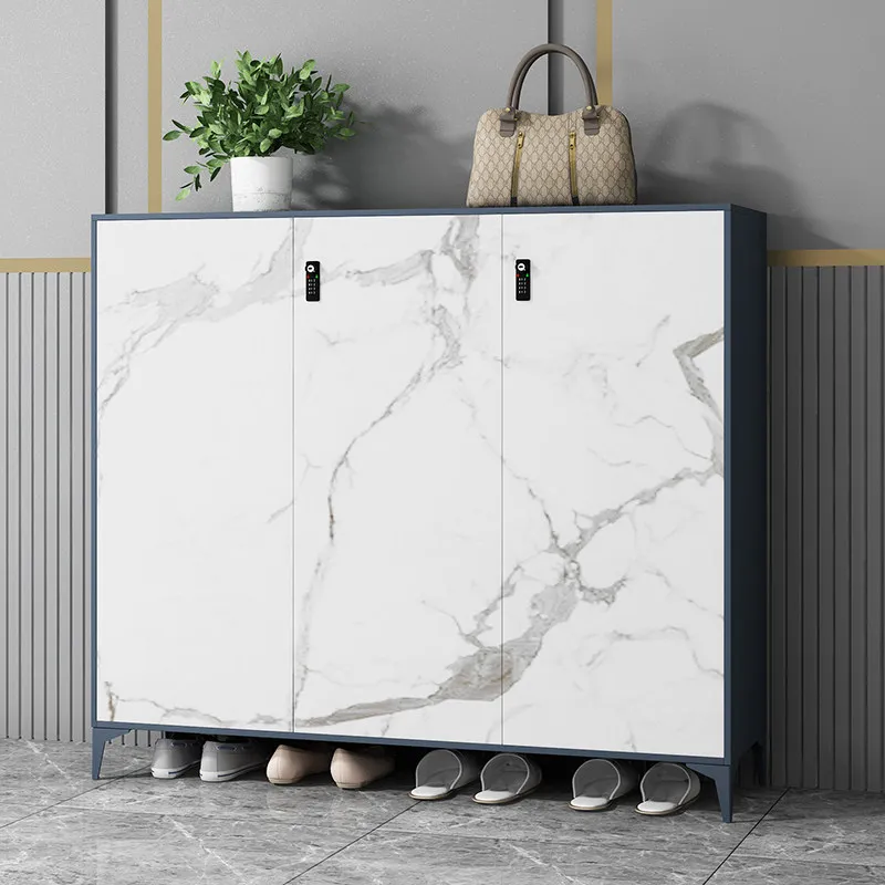 Shoe Cabinet Household Entrance, Steel with Lock, Entrance Storage Cabinet, Wall Mounted Large Capacity Storage Cabinet