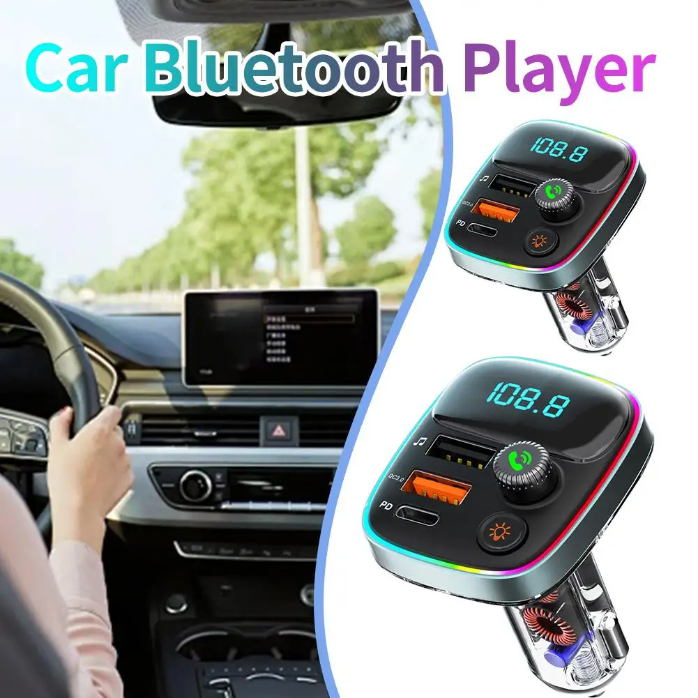 

FM Transmitter Handsfree Bluetooth 5.3 Car Radio Modulator PD With Charge MP3 36W Lights Colorful Quick QC3.0 Adapter Playe W4E9