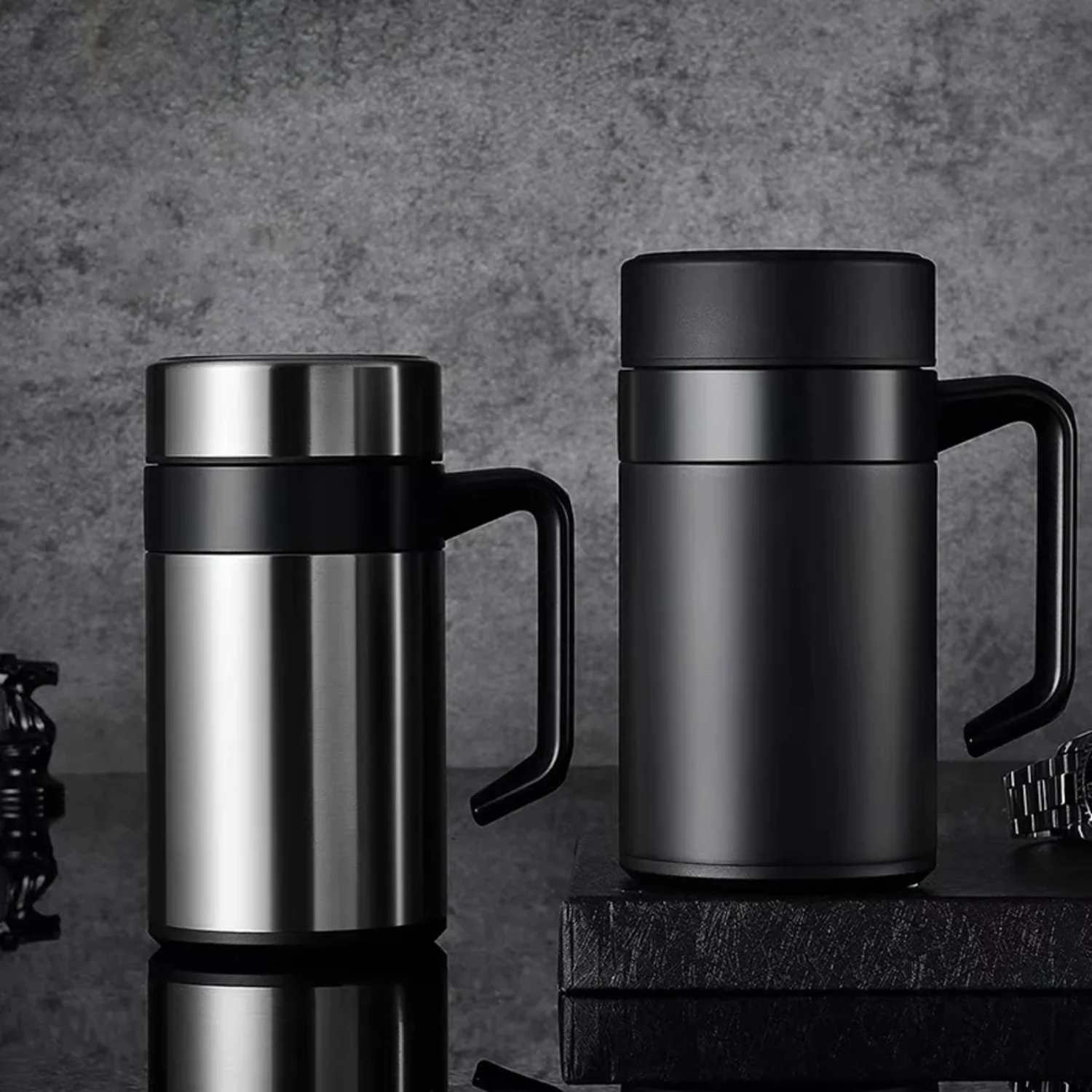 400ML Stainless Steel Thermos Bottle  Men Thermal Water Cup With Handle Thermos  Water Tea Coffee Mug  Office Man Gift