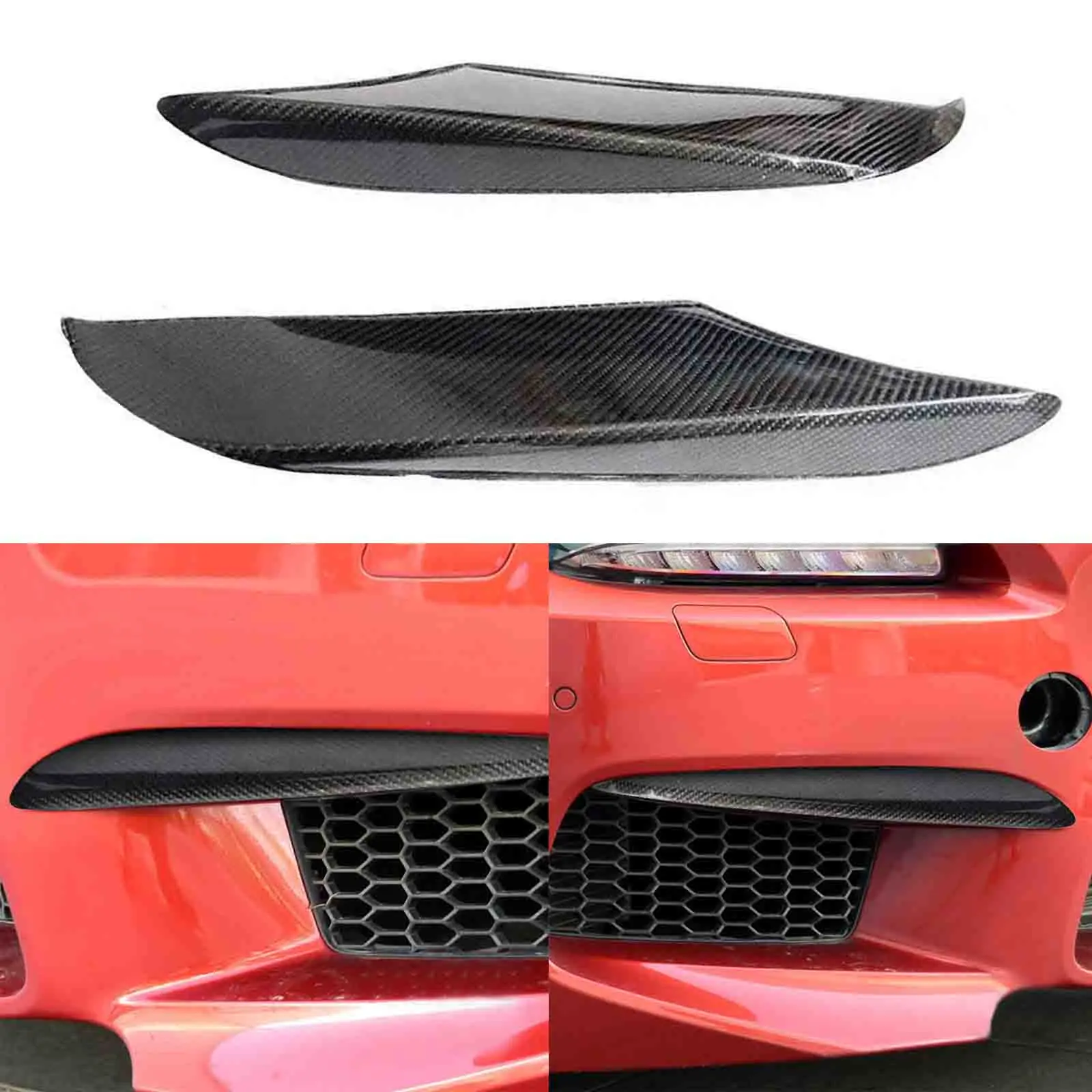 

FOR 12-21 BMW F06 M6 REAL CARBON FIBER FRONT BUMPER AIR VENT EYELID COVERS