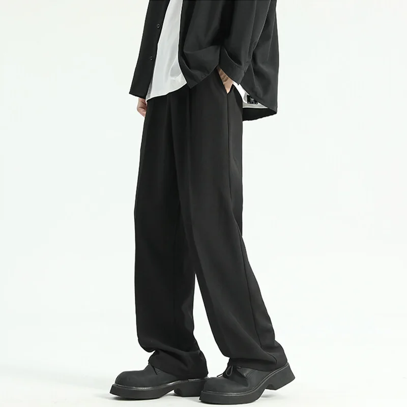 Men's Straight Pants Thin Man Black Comfortable Pant Summer Casual Streetwear Loose Trouser Japanese 5XL Trendy Fashion