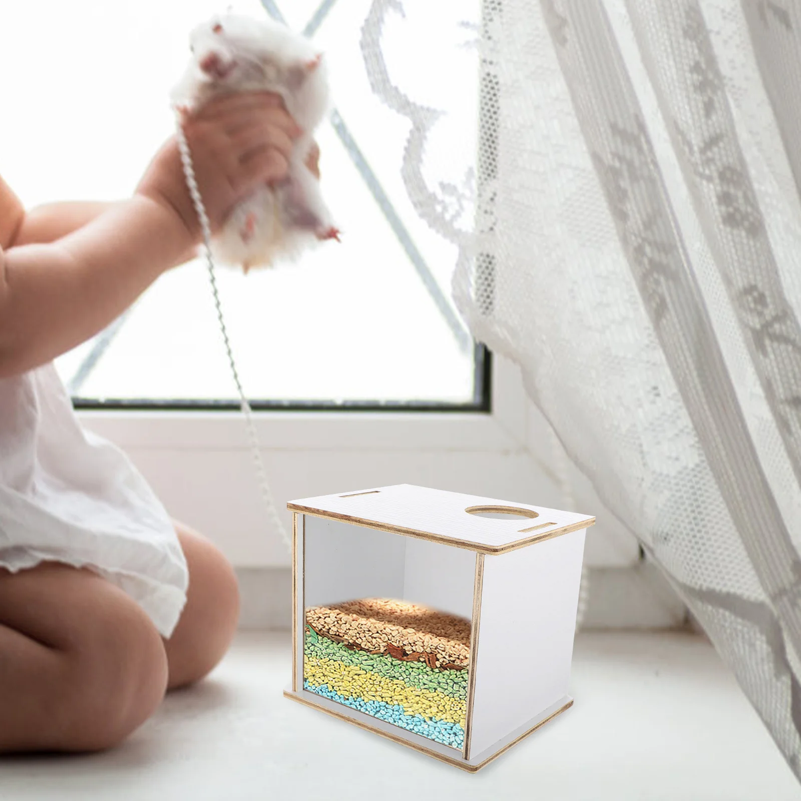 

Hamster Sand Bath Box Acrylic Transparent Pet Toilet For Small Animals Multi-Function Chinchilla Bathtub Household Decorative