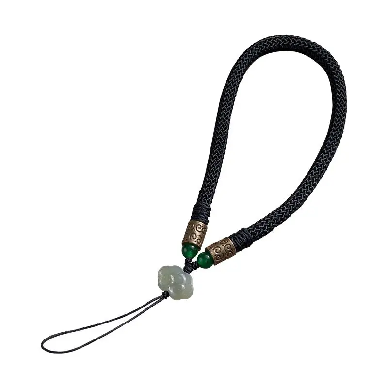 Handwoven Imperial Cinnabar Short Phone Lanyard Keychain with Anti Loss Wrist Strap Ring for Daily Carry Protective Unisex Gift