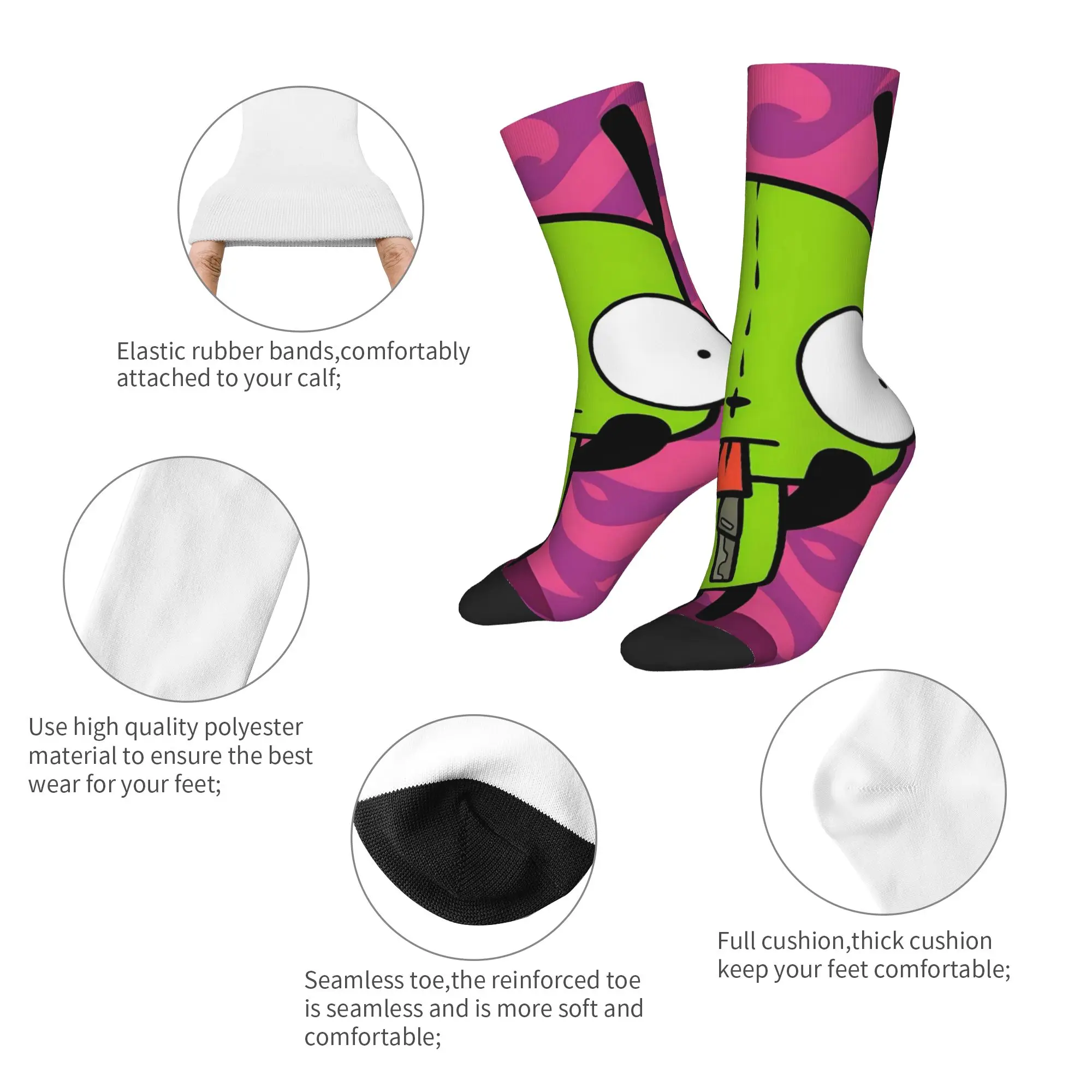 Happy Funny Male Men Socks Harajuku Invader Zim Gir Cartoon Sock Polyester  Graphic Women Socks Spring Summer Autumn Winter