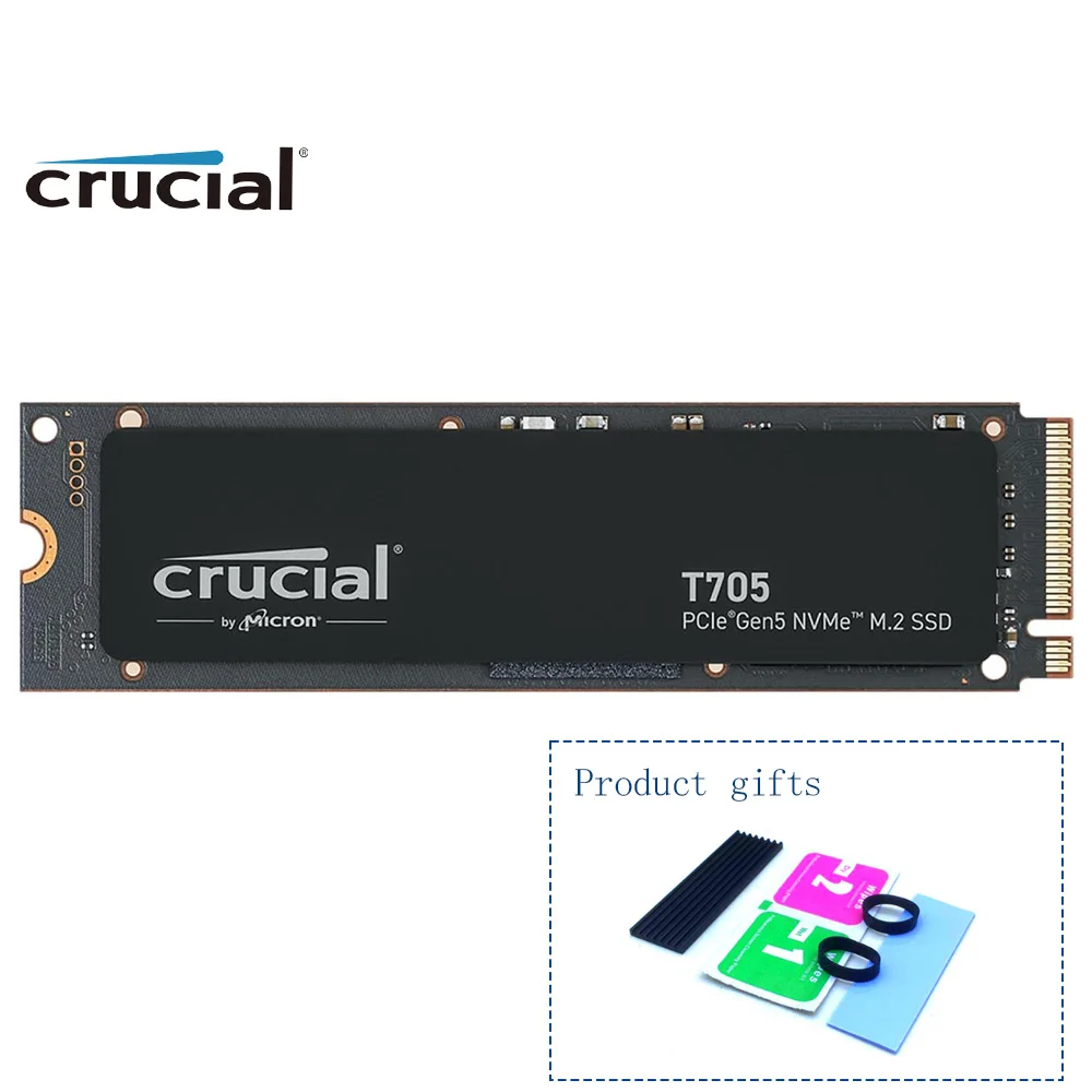 Crucial T705 1 تيرابايت 2 تيرابايت PCIe Gen5 NVMe M.2 SSD - ما يصل إلى 13,600 ميجابايت/ثانية - لعبة جاهزة - محرك الأقراص الصلبة الداخلي (الكمبيوتر الشخصي)، مبدد حرارة SSD هدية #3
