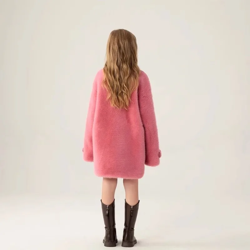 الأطفال معطف الفرو الخريف الشتاء منتج جديد الفتيات باركر معطف عالية الجودة تقليد معطف فرو المنك طويل الاطفال الملابس RM69