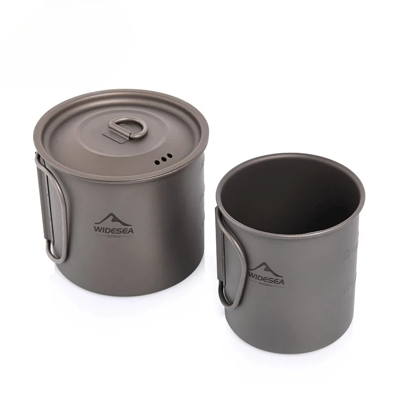 Taza de Camping Wideseas, Vaso de Titanio Ligero, Taza de Camping Portátil, Utensilio para Picnic, Cocina al Aire Libre, Senderismo, Viajes
