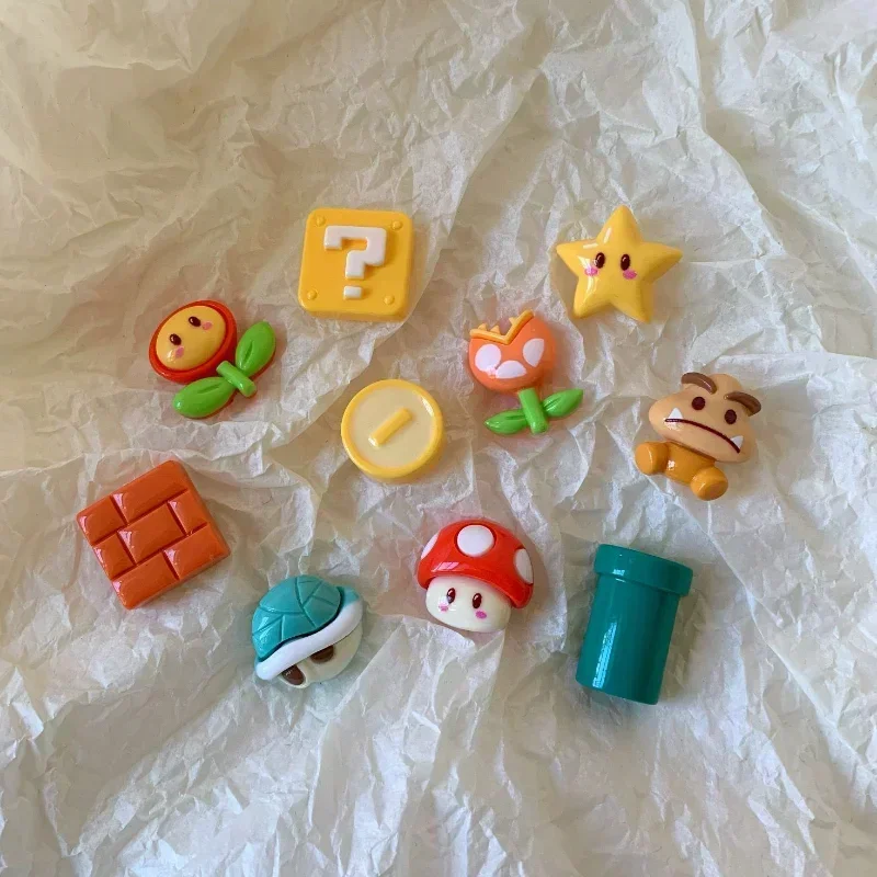 20 قطعة لعبة ماريوس بروس لتقوم بها بنفسك الراتنج Kawaii دبوس الشعر الأحذية سلسلة الزخرفية لطيف الإنتاج الذاتي حقيبة الهاتف معلقة ديكور هدية لعبة