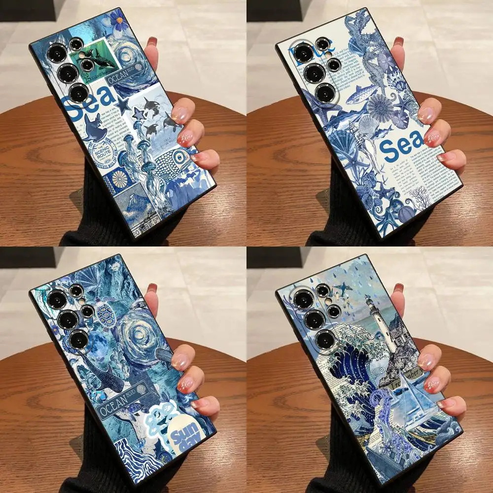 

Fish Shark Blue Sea Ocean Phone Case For Samsung S25,S24,S21,S22,S23,S30,Ultra,S20,Plus,Fe,Lite,5G Black Cover