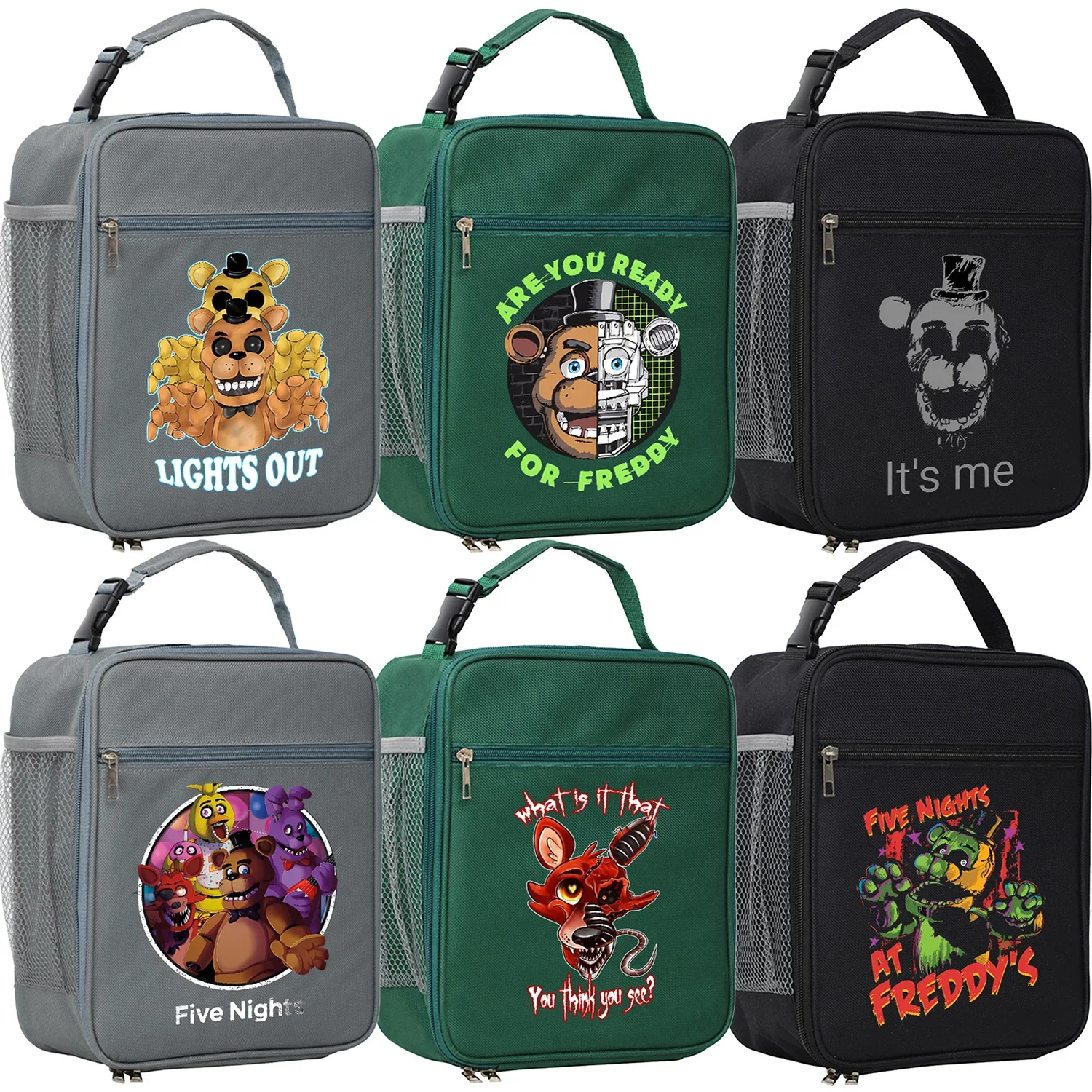 Fnafs Insulated Lunch Bag for Kid Paquete De Almuerzo Handheld Thermal Bag Portable Lunch Bags Anime School Lunch Bag Pack Gift