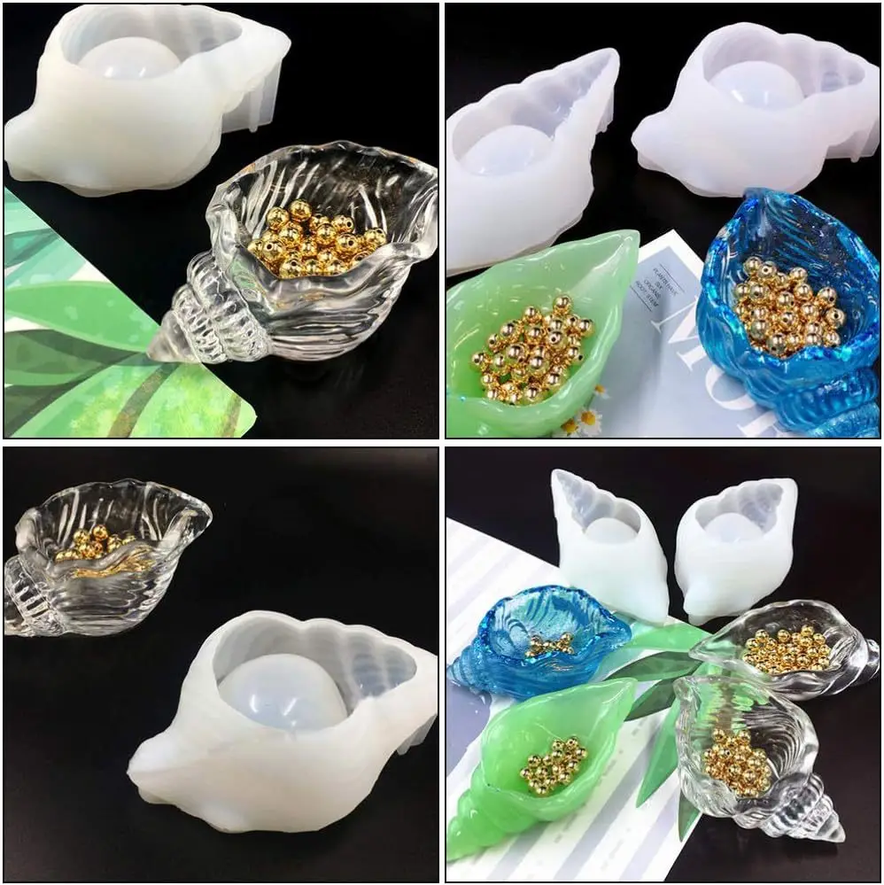 كريستال قطرة الغراء محارة قالب من السيليكون لتقوم بها بنفسك الجبس الراتنج الروائح شمعة كوب الجبس اناء للزهور زهرية صندوق تخزين المجوهرات