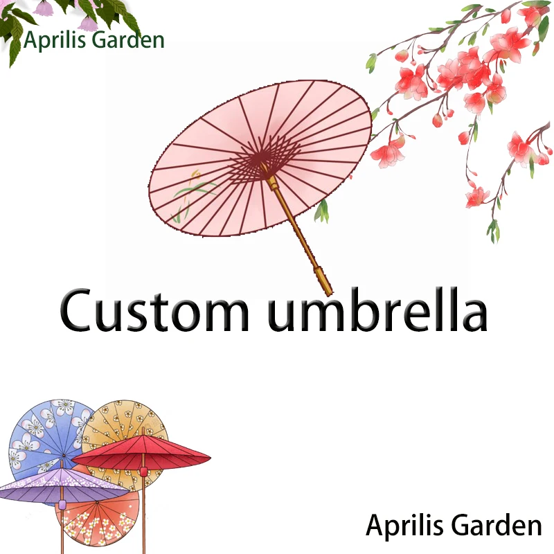 Custom Chinese Traditional Oil Paper Umbrella UV Sun Vintage Cosplay Prop Dancing Parasol Hanfu Japanese Anime Photography Props