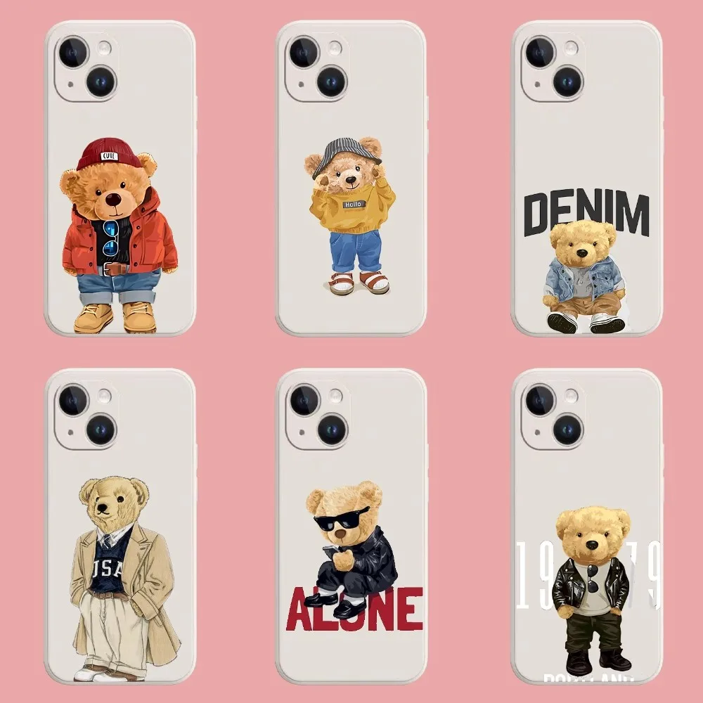 Baron Filou Bear Phone Case For Iphone 11 13 14 Pro Max X Xr Xs Max Se2020 12mini White Cover Case