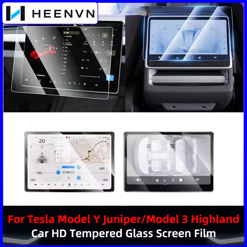 Heenvn Model Y Juniper 15.4inch HD Tempered Glass Screen Film for Tesla Model 3 Highland Navigation Console Touch Display Protec
