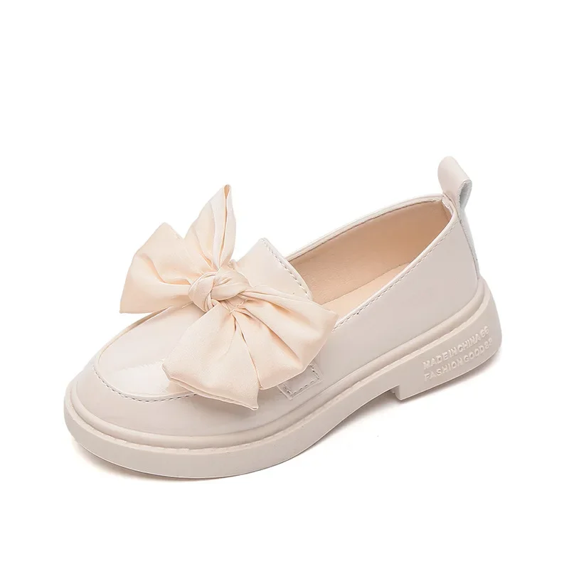 Chaussures en cuir pour filles, chaussures de princesse à nœud, grandes chaussures simples pour enfants, chaussures décontractées à semelle souple, nouvelle collection printemps et automne 2024