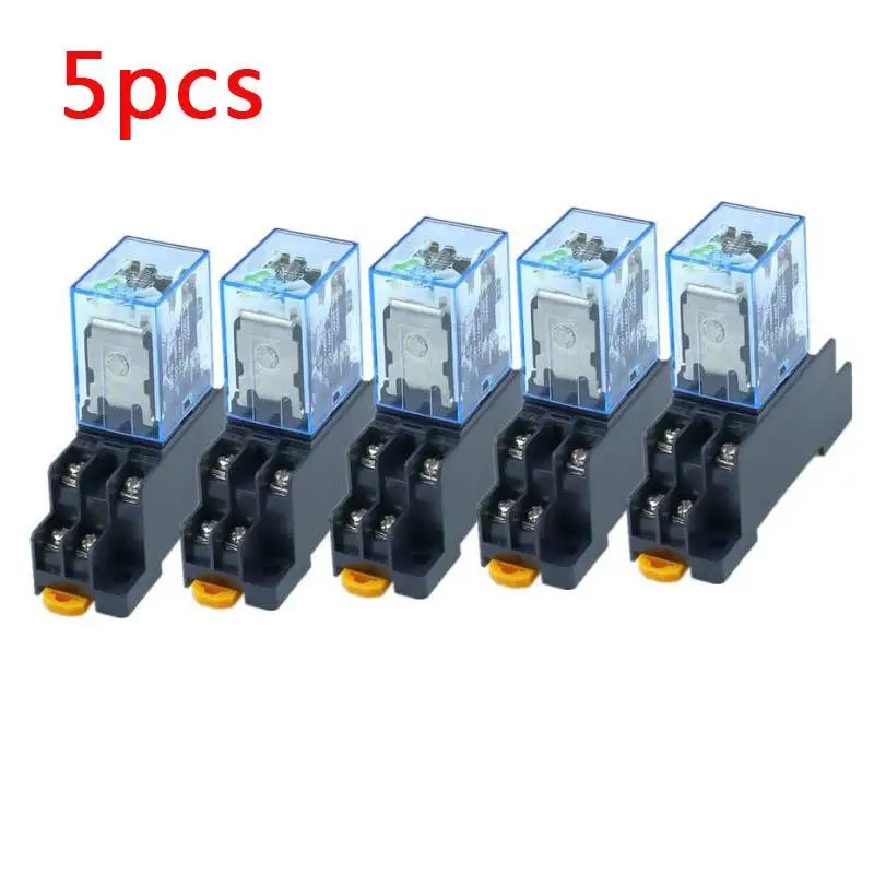 

5pcs High-quality 12V 24V DC 110V 220V AC Coil Power Relay LY2NJ DPDT 8 Pin HH62P JQX-13F with Socket Base