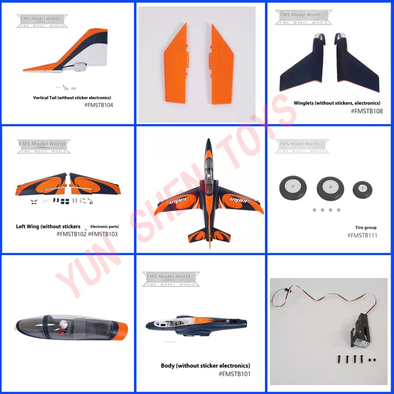 

Fms 90mm Viper Remote Control Aircraft Accessories Main Wings Body Flat Tail Vertical Tail Model Aircraft Accessories
