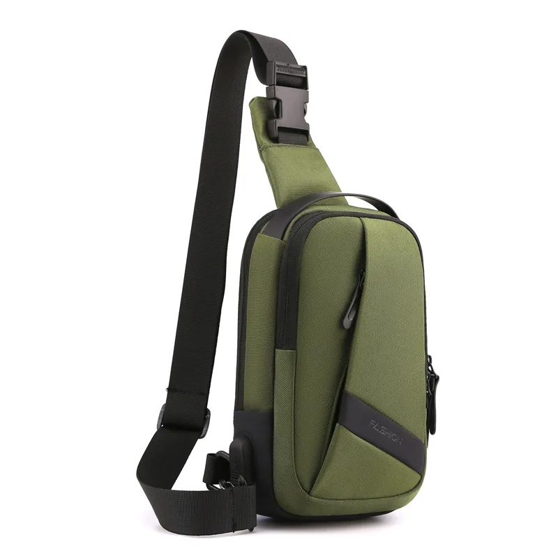 Man Casual Sling Chest Bag Shoulder USB Rechargeable Backpack Waterproof Outdoor Sport Hiking Riding Running Waist Bag Backpack