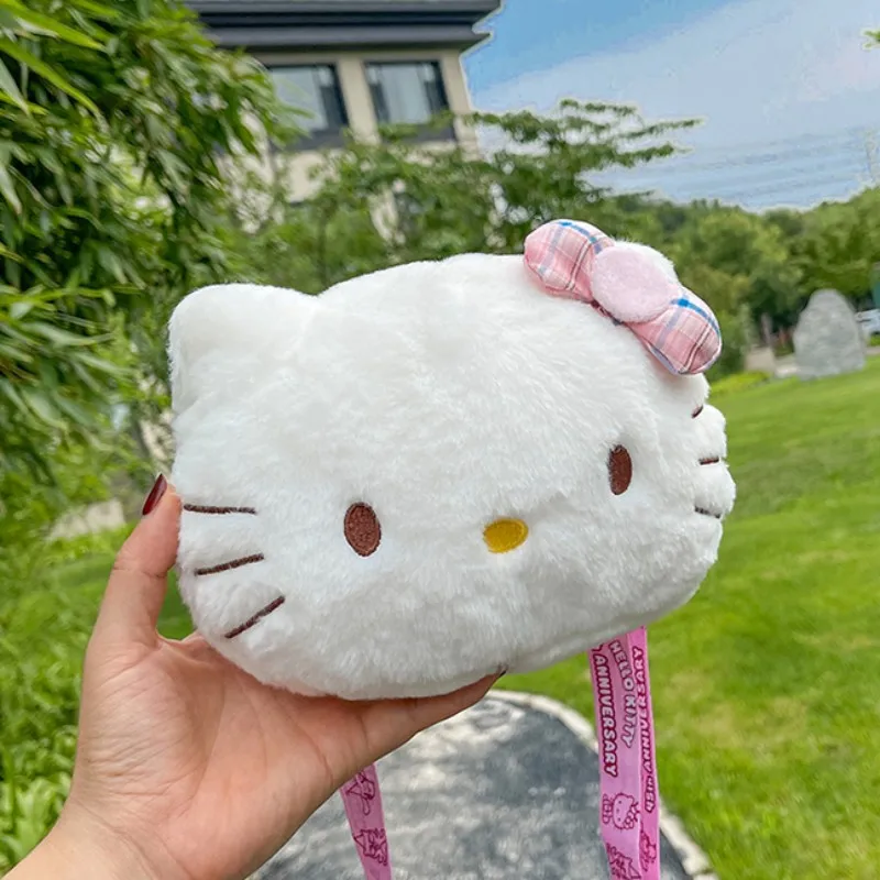 Kawaii Sanrio Crossbody Hello Kitty Plush Bag Mini Kuromi Shoulder Messenger Bag Plushies Cinnamoroll Backpack Storage Gift Girl