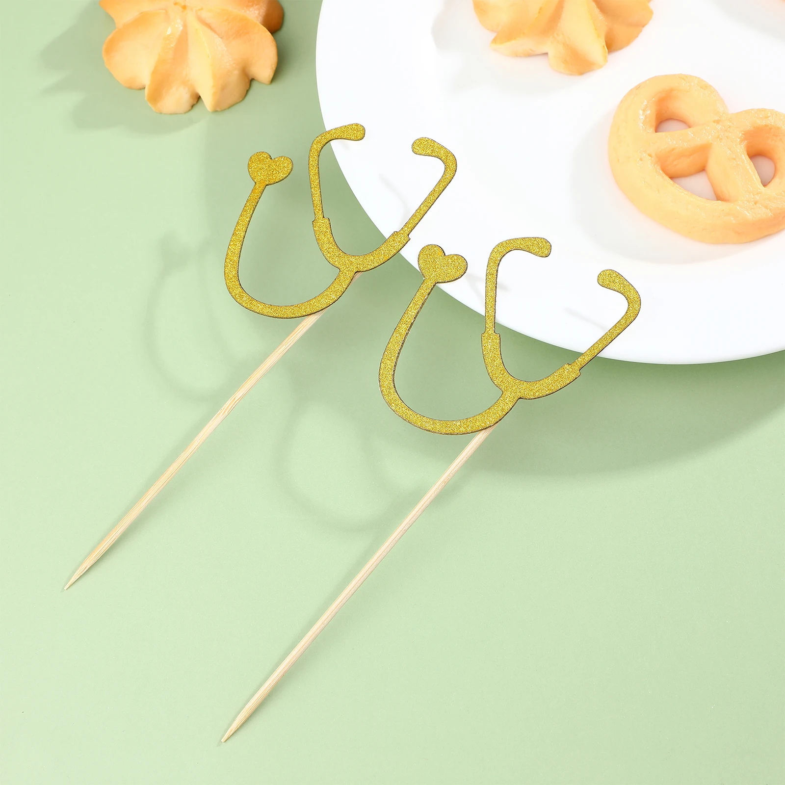 

24pcs Stethoscope Cake Toppers Cupcake Decorations Doctor Nurse Medical Party Supplies Dessert Picks Hospital Theme Birthday